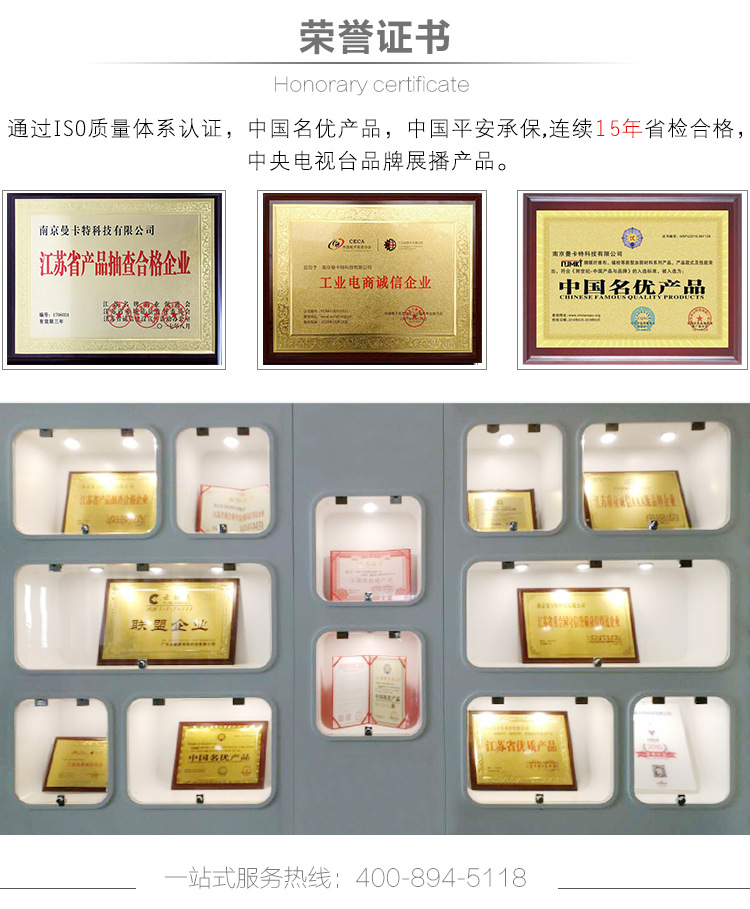 南京曼卡特所获荣誉证书